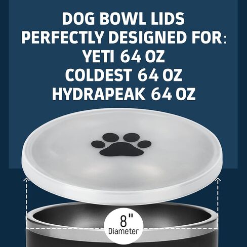 [2 Pack] Impresa 8" Silicone Lids for Yeti Dog Bowl, for Coldest & for Hydrapeak Dog Bowl 64oz - Clear Silicone Lid for Dog Bowl - Airtight Lid for Stainless Steel Dog Bowls - Dog Travel Accessories in Kuwait