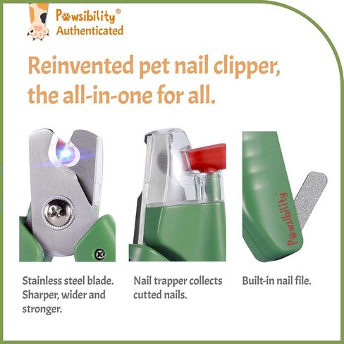 Reinvented Pet Nail Clippers for Your Pal - USB Rechargeable LED Light for Bloodline | Razor Sharp and Durable Blade | Vets Recommended Trimming Tool for Dogs and Cats in Saudi Arabia