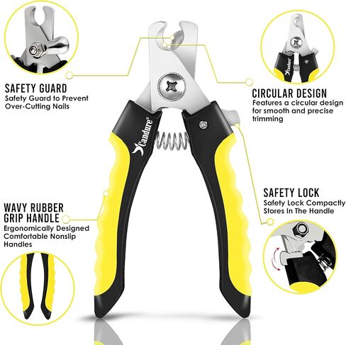 Candure Dog Nail Clippers Professional Dog Nail Trimmers Suitable for Large to Medium Dogs, Cats, Rabbits and Guinea Pigs - Safety Lock/Protective Guard to Avoid Over Cutting in Kuwait
