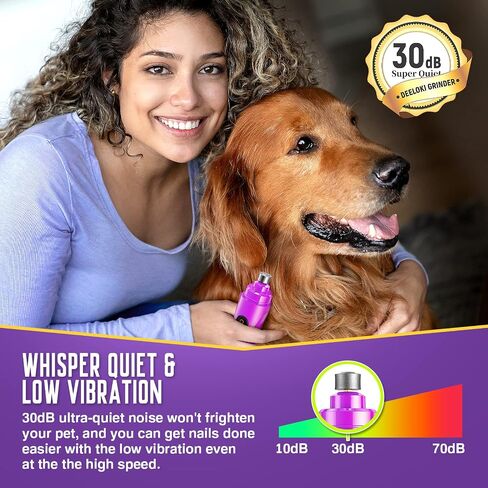 Dog Nail Grinder with LED Light Upgraded 2 Speeds Painless Pet Dog Nail Trimmers and Clipper Super Quiet Best Cat Dog Nail Clipper Kit for Large Small Dogs Pets Cats Breed Paws Quick Grooming in Saudi Arabia
