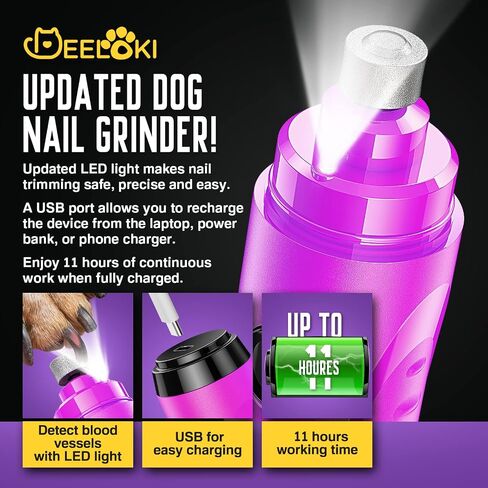 Dog Nail Grinder with LED Light Upgraded 2 Speeds Painless Pet Dog Nail Trimmers and Clipper Super Quiet Best Cat Dog Nail Clipper Kit for Large Small Dogs Pets Cats Breed Paws Quick Grooming in Saudi Arabia