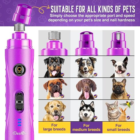Dog Nail Grinder with LED Light Upgraded 2 Speeds Painless Pet Dog Nail Trimmers and Clipper Super Quiet Best Cat Dog Nail Clipper Kit for Large Small Dogs Pets Cats Breed Paws Quick Grooming in Saudi Arabia