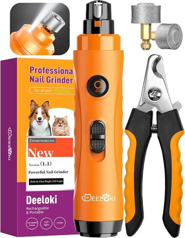 Dog Nail Grinder with LED Light Upgraded 2 Speeds Painless Pet Dog Nail Trimmers and Clipper Super Quiet Best Cat Dog Nail Clipper Kit for Large Small Dogs Pets Cats Breed Paws Quick Grooming in Saudi Arabia