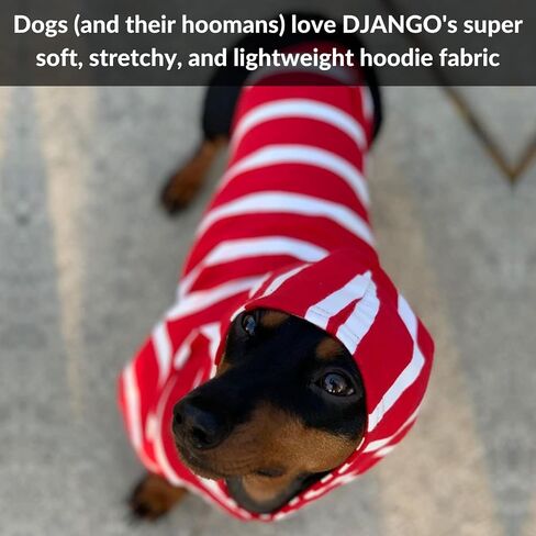 DJANGO Dog Hoodie - Soft, Stretchy, & Cozy Sweatshirts for Dogs - Black Winter Dog Sweaters for Dachshunds and Small Dogs - Machine Washable Hoodie for Dogs with Elastic Waistband and Harness Hole in Kuwait