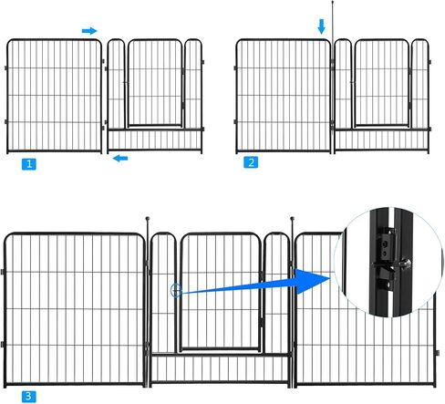 Dog Playpen Portable Exercise Fence Heavy Duty Metal Pet Playpen Indoor Outdoor Pet Playpen for Small Medium Large Dogs - RV Camping Pen（Jet Black） (8 Panels, 32 inch) in Saudi Arabia