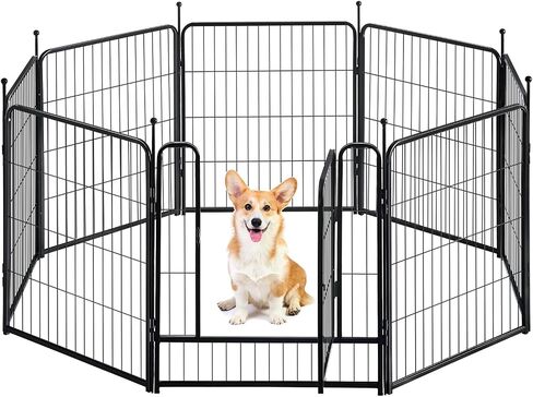 Dog Playpen Portable Exercise Fence Heavy Duty Metal Pet Playpen Indoor Outdoor Pet Playpen for Small Medium Large Dogs - RV Camping Pen（Jet Black） (8 Panels, 32 inch) in Saudi Arabia