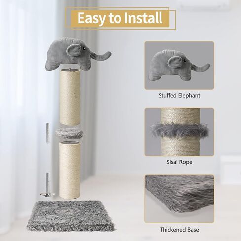 كوسي عمود خدش للقطط مقاس 32 انش، عمود خدش للقطط الداخلية مع حبل من السيزال، اداة خدش عمودية للقطط لتمتد بالكامل للقطط الكبيرة والقطط المتعددة in Kuwait