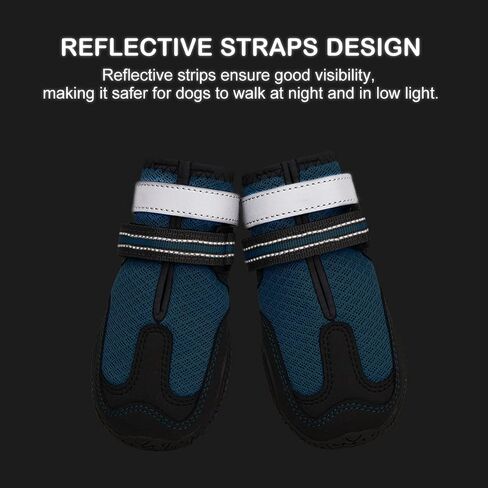 Dog Shoes for Hot Pavement, Mesh Dog Boots with Rugged Anti-Slip Sole, Summer Dog Booties Breathable Durable with Adjustable & Reflective Straps for Medium Large Dogs Hiking Jogging Backpacking in Saudi Arabia