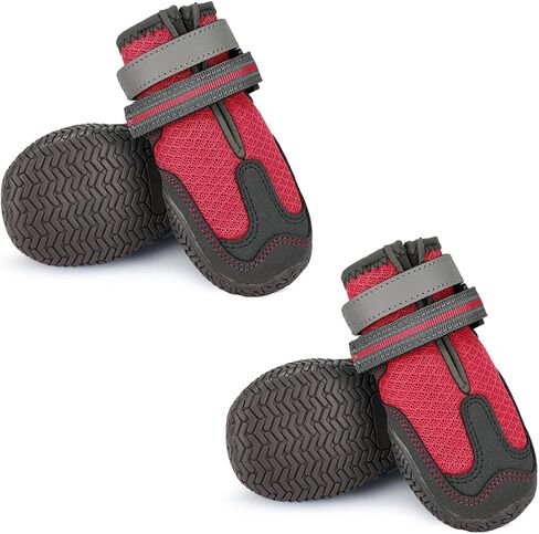 Dog Shoes for Hot Pavement, Mesh Dog Boots with Rugged Anti-Slip Sole, Summer Dog Booties Breathable Durable with Adjustable & Reflective Straps for Medium Large Dogs Hiking Jogging Backpacking in Saudi Arabia