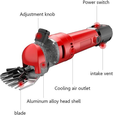 Heavy Duty Sheep Shears, Sheep Shears Electric Clippers, 1200W Professional Electric Wool Shear for Shaving Fur Wool in Sheep, Goats, Cattle, Farm Pet, Red 13 Straight Tooth in Saudi Arabia