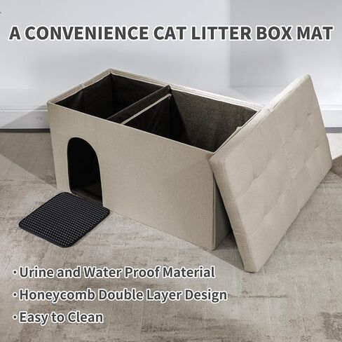 Cat Litter Box Enclosure Furniture Hidden, 3 In1 Cat Litter Box Enclosure Ottoman, 36'' Large Hidden Litter Boxes for Indoor Cats, Waterproof Inside, Easy Clean, Easy Assembly, Odor Isolate (Grey) in Saudi Arabia