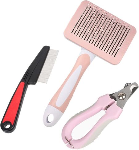 btspepejoy الحيوانات الأليفة مشط الكلب مشط القط مشط 3pcs الحيوانات الأليفة الاستمالة فرشاة مشط البرغوث مع الحيوانات الأليفة مسمار المقص فرشاة ذرف لإزالة التشابك والعقد، أداة الاستمالة المهنية يقلل من تساقط للكلاب القطط in Kuwait