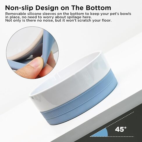 Ollieroo Ceramic Dog Bowls, Durable Pet Bowl with Non-Slip Silicone Rim, Two-Pieces Dog Dishes for Small Medium Large Dogs and Cats, for Dry or Wet Food and Water, Microwave and Dishwasher Safe in Saudi Arabia