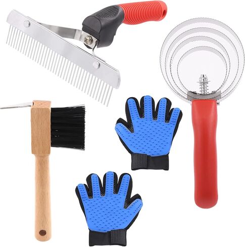Tanstic 3Pcs 4 Rings Reversible Stainless Steel Curry Comb Curry Horse Brush and Rubber Curry Horse Brush with 6-in-1 Shedding Grooming Massage Brush for Horse Dog Sheep in Saudi Arabia