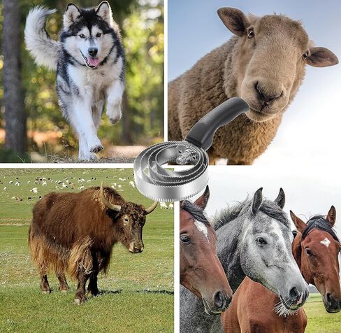 5 عبوات من 4 حلقات مشط كاري، فرشاة حصان مزدوجة الجوانب، فرشاة كاري معدنية قابلة للعكس، مشط كاري من الفولاذ المقاوم للصدأ مع قبضة ناعمة لتصفيف البقرة والأغنام والماعز والحيوانات الأليفة، حصان، أسود in Kuwait