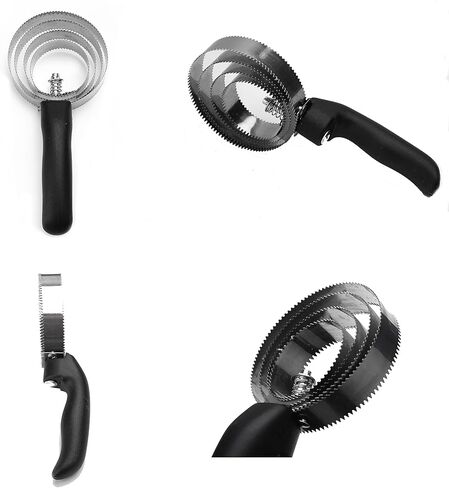 5 عبوات من 4 حلقات مشط كاري، فرشاة حصان مزدوجة الجوانب، فرشاة كاري معدنية قابلة للعكس، مشط كاري من الفولاذ المقاوم للصدأ مع قبضة ناعمة لتصفيف البقرة والأغنام والماعز والحيوانات الأليفة، حصان، أسود in Kuwait