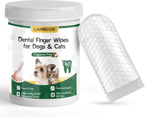 لاندبيد مناديل مبللة لتنظيف الاسنان للكلاب والقطط، مناديل مبللة لتنظيف الاسنان والكلاب لتقليل الجير والجير ومعطرة للنفس والعناية بالأسنان والعناية باللثة للحيوانات الاليفة، بدون تنظيف بالفرشاة، 60 in Kuwait