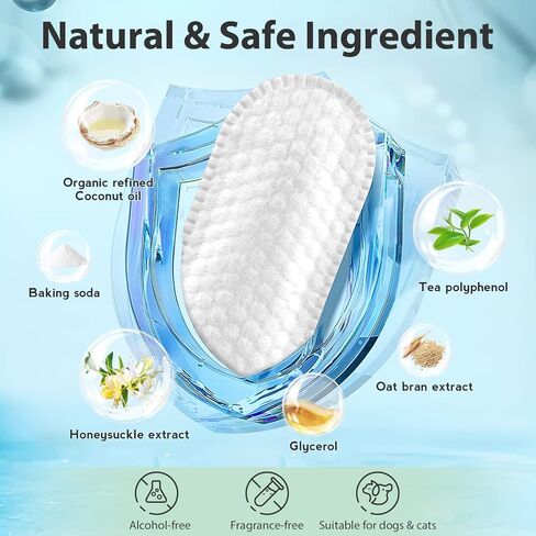 لاندبيد مناديل مبللة لتنظيف الاسنان للكلاب والقطط، مناديل مبللة لتنظيف الاسنان والكلاب لتقليل الجير والجير ومعطرة للنفس والعناية بالأسنان والعناية باللثة للحيوانات الاليفة، بدون تنظيف بالفرشاة، 60 in Kuwait