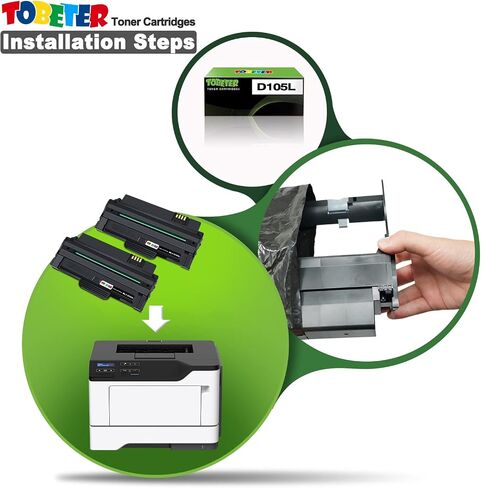 استبدال خرطوشة حبر D105L متوافقة مع ToBeter لجهاز Samsung MLT-D105 D105L MLT105L عالي الإنتاجية لطابعة SCX-4623F SCX-4623FN ML-2525W ML-2525 ML-2545 ML-1915 ML-2540 SCX-4600 SF-650 (2 أسود) in Saudi Arabia