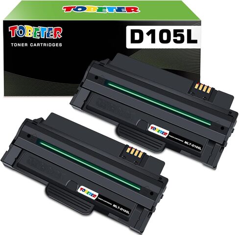 استبدال خرطوشة حبر D105L متوافقة مع ToBeter لجهاز Samsung MLT-D105 D105L MLT105L عالي الإنتاجية لطابعة SCX-4623F SCX-4623FN ML-2525W ML-2525 ML-2545 ML-1915 ML-2540 SCX-4600 SF-650 (2 أسود) in Saudi Arabia