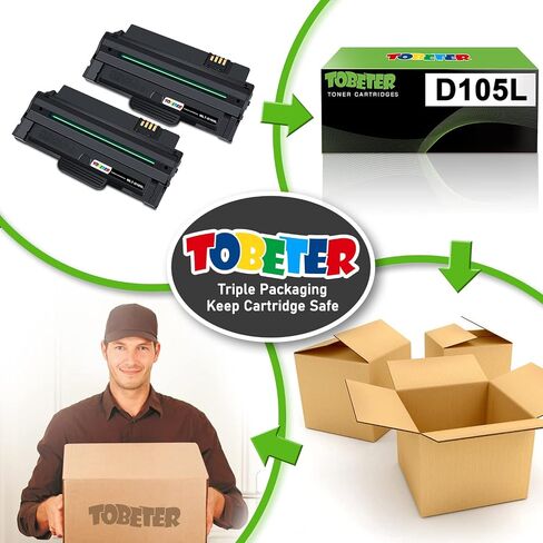 استبدال خرطوشة حبر D105L متوافقة مع ToBeter لجهاز Samsung MLT-D105 D105L MLT105L عالي الإنتاجية لطابعة SCX-4623F SCX-4623FN ML-2525W ML-2525 ML-2545 ML-1915 ML-2540 SCX-4600 SF-650 (2 أسود) in Saudi Arabia
