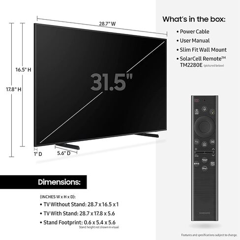 Samsung 32-Inch Class QLED 4K LS03B Series The Frame Quantum HDR Smart TV QN32LS03BBF Includes Free 2 Year-Warranty in Saudi Arabia