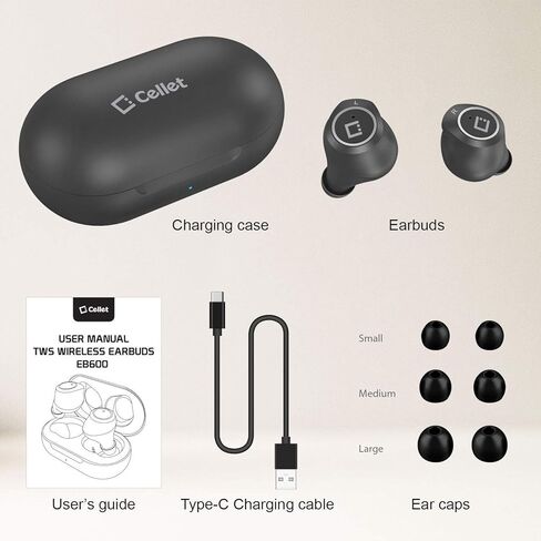 Wireless V5 Bluetooth Earbuds Compatible with Samsung Galaxy S10 Plus with Charging case for in Ear Headphones. (V5.0 Black) in Saudi Arabia