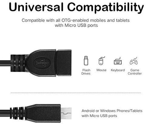 Micro USB to OTG Works with Samsung Galaxy J3 (2017) DUOS Direct On-The-Go Connection Kit and Cable Adapter! (Black) in Kuwait