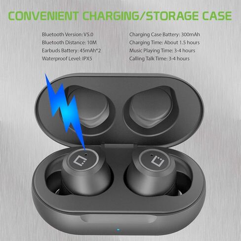 Wireless V5 Bluetooth Earbuds Compatible with Samsung Galaxy S10e with Charging case for in Ear Headphones. (V5.0 Black) in Saudi Arabia