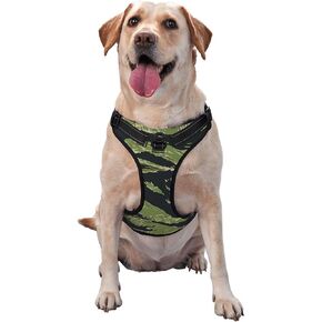 No Pull Dog Harness Dog Paw Print Style Black Front Clip Heavy Duty Reflective Easy Control Handle for Large Dog Walking