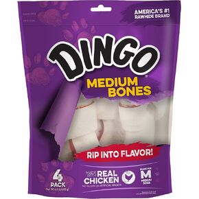 Dingo 156095 Rawhide Bones For Small Dogs, Chicken,White, 6-Count, 8 Ounces