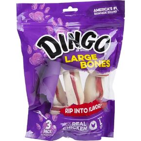Dingo Rawhide Bone, Large, 3-Count