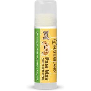 [8 OZ] Natureland Organic Paw Wax for Dogs and Cats, Natural Outdoor Protection to Heal, Repair, and Protect Dry, Chapped, or Rough Pads, Helps Protects Paws on Snow, Sand, or Dirt (8 OZ)