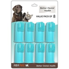 H&H Pets Dog Finger Toothbrushes - Professional Pet Finger Dental Brush Set for Dogs Puppies Cats, Soft Bristles, Size Small 4 Count-Silicon in Saudi Arabia