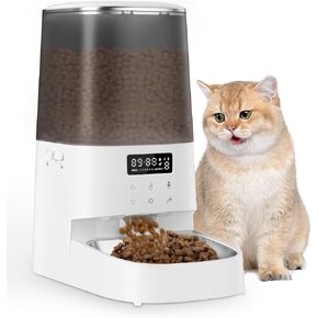 COKBER 5L Automatic Cat Feeder,Timed Feeder for Pets with 10S Voice Recorder,Auto Cat Feeder with Display LED Screen for Small Medium Dogs ，Dual Power Supply in Saudi Arabia