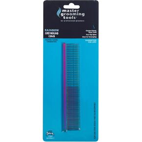 Master Grooming Tools Rainbow Greyhound Combs-European-Style Combs for Grooming Dogs - Face/Finishing, 4.5".
