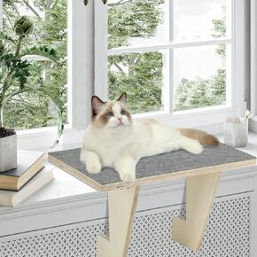 Cat Window Perch Wooden Cat Hammock for Window, Pet Cat Bed Shelves for Window Sill, Window Perch Seat for Indoor Cats, Cat Shelves Window Bed with Plush Covered No Drilling No Suction Cup in Kuwait