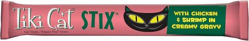 Tiki Cat Stix Wet Mousse Treats, Single Serve Indulgent Lickable Treat or Dry Food Topper, with Chicken in Creamy Gravy, 0.5 oz. Pouch (Pack of 20) in Kuwait