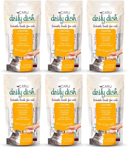 CARU Daily Dish Smoothies Chicken & Salmon Recipe Lickable Treat (Pack of 4-14g Tubes, 56 g/2 oz) in Kuwait