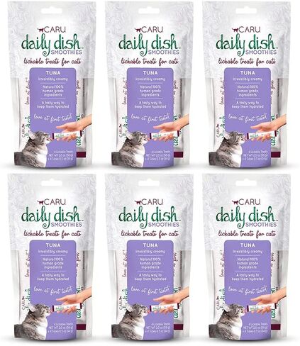 CARU Daily Dish Smoothies Chicken & Salmon Recipe Lickable Treat (Pack of 4-14g Tubes, 56 g/2 oz) in Kuwait