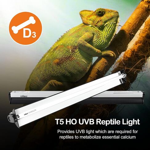 Oiibo Reptile T5 UVB Lighting Combo Kit, Reptile Light Fixture with 24W Fluorescent 5.0 UVB Light Bulb for Reptiles High Output T5 HO UVB Reptile Light in Kuwait