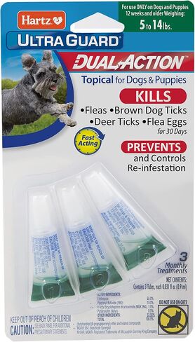 Hartz UltraGuard Dual Action Flea & Tick Topical Dog Treatment and Flea and Tick Prevention, 3 Months, 5-14 Pound Dogs(pack of 3) in Saudi Arabia