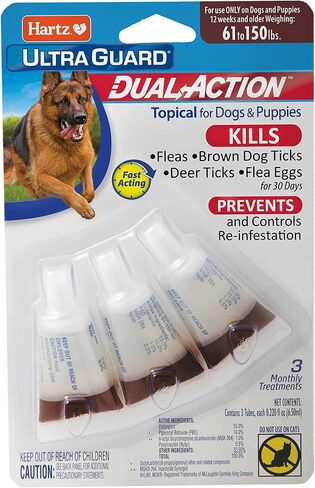 Hartz UltraGuard Dual Action Topical Flea & Tick Treatment for Dogs and Puppies - 61-150lbs, 3 Monthly Treatments in Saudi Arabia