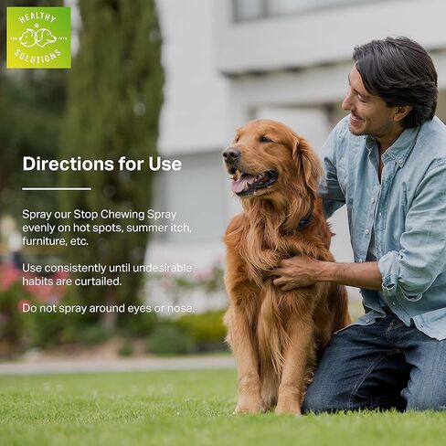 Bitter Spray for Dogs - No Chew Spray - Best No Bite Spray for Dog, Puppies, & Cats - Stop Pets from Chewing on Furniture, Paw, Wounds & More - Water Based Formula Does Not Sting or Stain in Kuwait