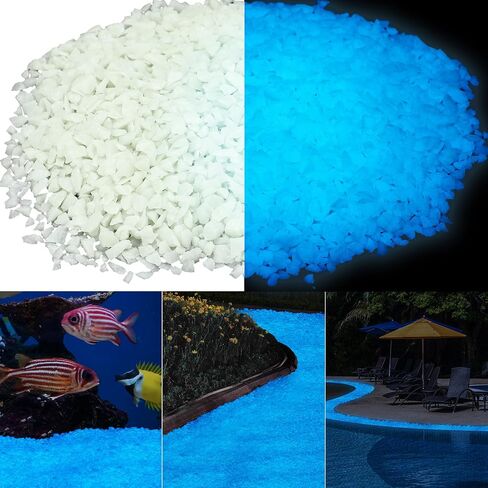 Glow in The Dark Gravel, Fluorescent Glow in The Dark Rocks Decorations Fish Tank Rocks Decorative Aquarium Gravel Stones for Garden Room Planter Aesthetic, 300g/ 0.66lb (3-5 mm, Blue Green) in Kuwait