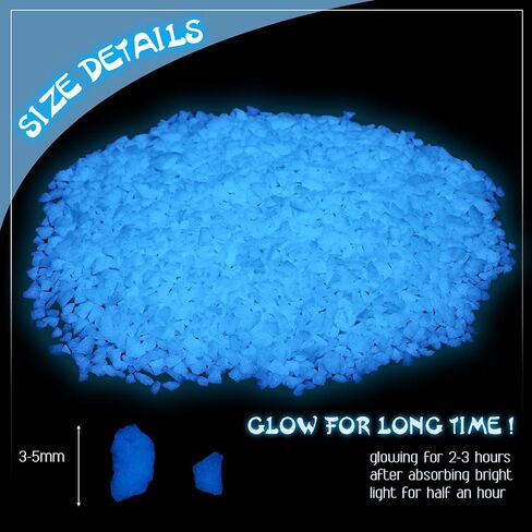 Glow in The Dark Gravel, Fluorescent Glow in The Dark Rocks Decorations Fish Tank Rocks Decorative Aquarium Gravel Stones for Garden Room Planter Aesthetic, 300g/ 0.66lb (3-5 mm, Blue Green) in Kuwait