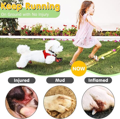 DcOaGt Dog Boots & Paw Protectors for Hot Pavement Winter Snow, Anti-Slip Puppy Booties for Hiking Walking, Waterproof Breathable and Reflective Dog Shoes for Small Size Dogs 4PCS in Saudi Arabia
