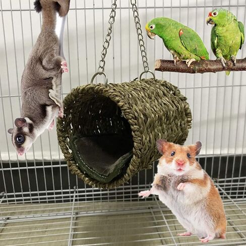 Pet Hammock Hamster Hanging Toy, 3 Piece Set House Hanging Bed Cage Toys for Small Animal Sugar Glider Squirrel Chinchilla Hamster Rat Playing Sleeping in Kuwait