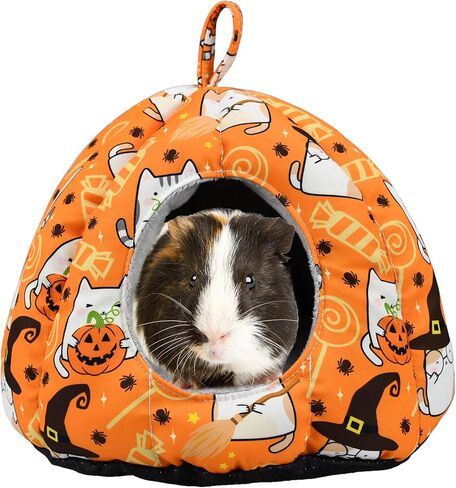 ShuRung Halloween Guinea Pig Hideout Bed Cave Hamster Hideout Bed House Winter Warm Cozy Fleece Washable for Dwarf Rabbit Bunny Ferret Hamster Chinchilla Hedgehog in Kuwait