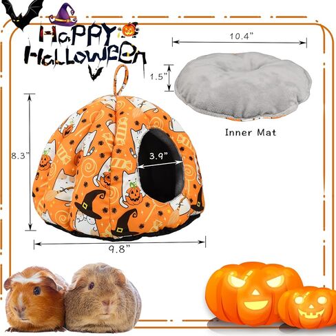 ShuRung Halloween Guinea Pig Hideout Bed Cave Hamster Hideout Bed House Winter Warm Cozy Fleece Washable for Dwarf Rabbit Bunny Ferret Hamster Chinchilla Hedgehog in Kuwait